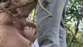 hot amateur boy sucks and rims in the woods
