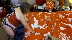 Granny Mrs Claus fucks her helper doggy style and gets a creampie
