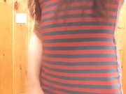 Up dress cock ring and plugged sissy tease