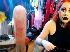 Amateur redhead Jacqueline with glasses masturbates