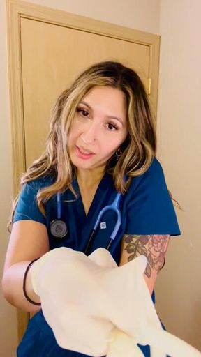 5 min video straight on POV Nurse Luna  Postate exam notices your boner and instructs you to jerk off to her! with count down