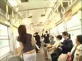 Japanese girl exposing of buttocks in the train