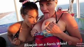 Risk it All in Public: Double Blowjob on Ferris Wheel