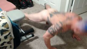 Hot Tattooed Military Man Takes Commands and Does Naked Push Ups