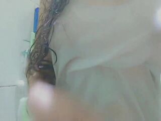 cutie wearing a white tshirt and masturbation at shower