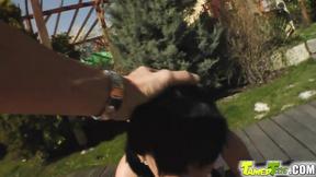 ”Euro Sandra Black banged in her butt by two cocks”