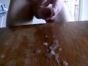 Morning coffee and +20cm dick with the balcony door open. Cumsover table!