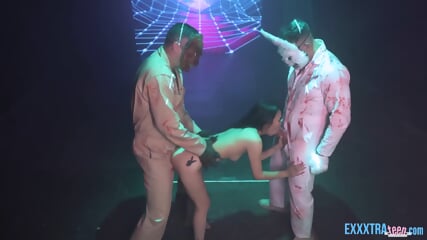 Asia Lee gets destroyed by three meat sticks at Skeet's filthy gangbang