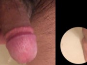 【4K オススメ】超どアップ！尿道から出るおしっこと亀頭についた雫・・・これは見ごたえある！？