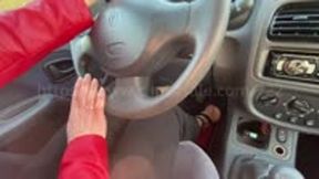 Joyce driving with black sandal and barefeet - 2 POV