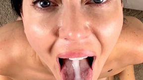 Blowjob in The Pose Cum In Mouth | Stare My Sexy Soles While I Suck a Thick Cock | Cum Play and Swallow