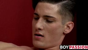 Handsome horny twink Elijah West has an awesome self facial