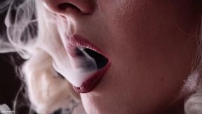 Smoking Fetish: Solo Sexy Video of Hot Blonde Bratty MILF Arya Grander Glaminatrix Close up Red Lips