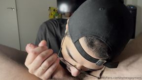 Getting Huge Cumshot in Mouth From My Friend Big Dick