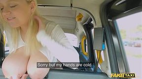 A blonde slut can't wait to get home so she gets banged in a cab