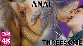 ”FFM TATTOO threesome with two alternative TEENS, ANAL group sex, ATM, gapes, blowjob, rough sex (got”