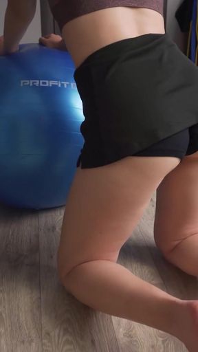 Captivating moment from &quot;Fit Milf In Sports Skirt Teases Tight Ass On Exercise Ball&quot;