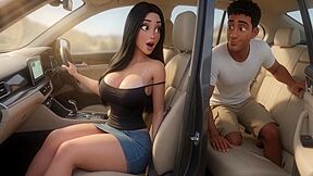 Sexy Brunette Teases Snack Vendor In Car With Big Tits And Tan Lines - Hot Exhibitionist (ai Generated)