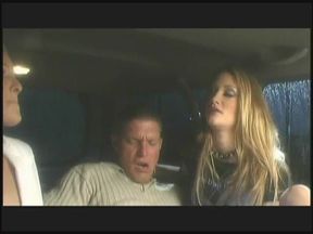 Two hot university students sharing their professor's dick in the car