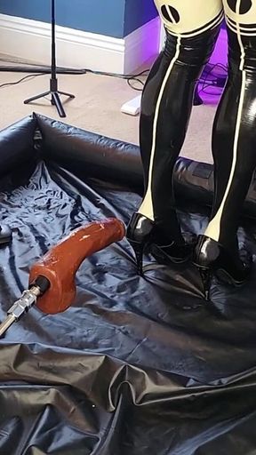 Latex Maid Bondage Hood Spit Roast