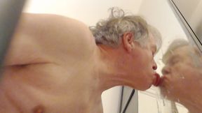 mirror fingering myself and cumming and licking it up