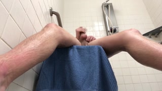 twink takes a long shower, jerks off, and cums