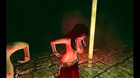 Bold Brunette Enchants Dragonborn with Steamy Dance in 3D Skyrim Realm