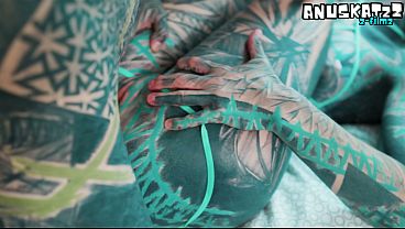ANAL loving hippie gets fucked and cum covered by tattooed guy with big cock