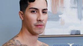 tattooed dude Kian Kane plays with his butt hole while jerking off