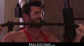 MaleIcons.com - Hunk gay buddies' rough anal workout at the gym