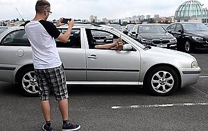 Foot voyeur at parking lot (big feet, Eliska feet, foot worship, foot tease, czech soles, sexy toes)