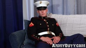 Hairy muscular soldier dude Mac II enjoys a solo masturbation for you to see
