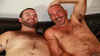 Hairy Aussie Daddies Ben and Bo Deep Throat and Get Cum Soaked Fur