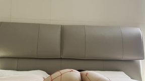 asian milf gets intense with butt🍑 plug and vibrator in fishnet stockings