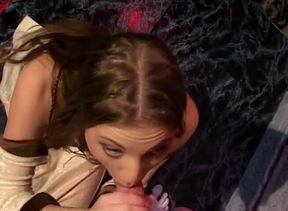 Brunette slut gets plowed in her asshole