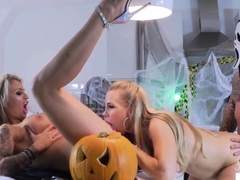 Blonde Chikita shows off her big boobs and bush