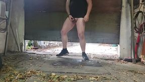 Cleaning the garage naked