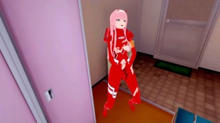 Zero Two in exoskeleton caresses her pussy, shakes and cums | womens locker room [3d hentai]
