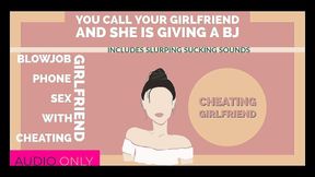 AUDIO ONLY - Cheating girlfriend phone sex talks to you while giving your friend head