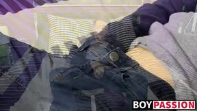 Girlish sissy stretches his boy pussy and touches his cock