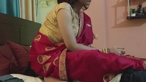 Indian Wife in Red Saree – Full Weight Reverse & Forward Facesitting