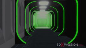 Black sci-fi alien Futa destroys girl on space station with 3D cock