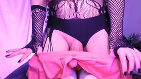 Big dick femboy rides another choked cowgirl until they cum together