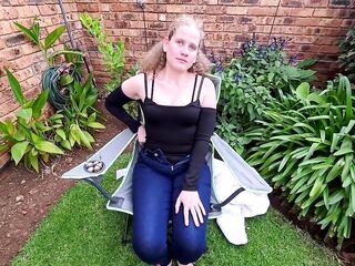 Smokin' a cigarette in nature's garb outside after stripping off my raiment