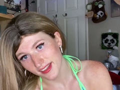 Bikini modeling with a girl dick