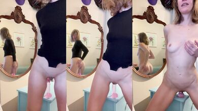 Mirror Stripped Naked with Dildo Hot Solo Fun