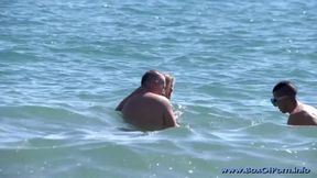 Hot sexy body blonde milf french cum Slut pornstar Tamara Val loves getting ass fucked & DP In hardcore beach MFM threesome