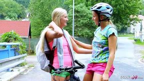 Fresh-faced college girls explore lesbian intimacy outdoors