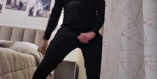 Close-up Wet Cock with Leakage - Elegant - Black Dress - Very Sexy Boy
