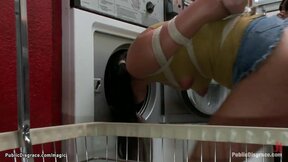 Slut humiliated in public laundromat